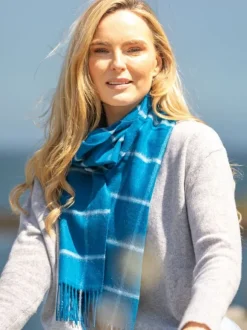 Outlet Sweater Shop 100% Cashmere Scarf Atlantic Blue