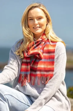 Best Sweater Shop 100% Cashmere Scarf Red Check