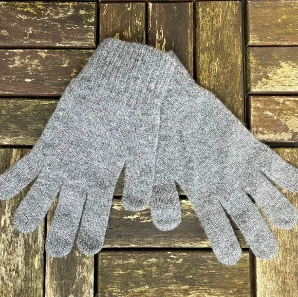 Online Sweater Shop 100% Lambswool Gloves Dark Grey
