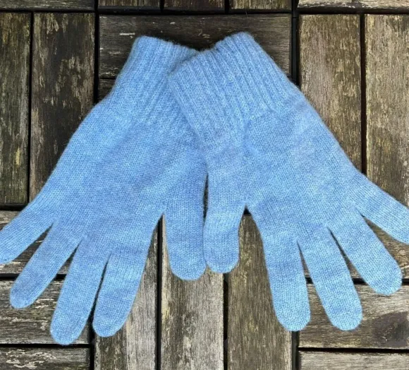 Clearance Sweater Shop 100% Lambswool Gloves Sky Blue - Ladies