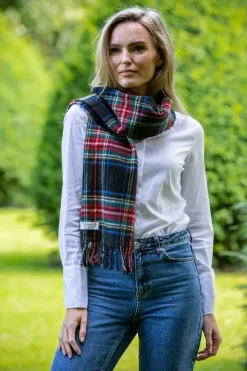 Hot Sweater Shop 100% Lambswool Tartan Scarf Black Stewart