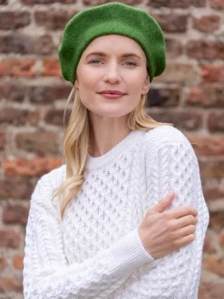 Fashion Sweater Shop 100% Merino Wool Beret Green