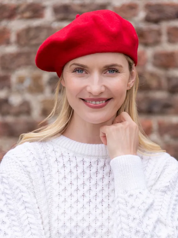Fashion Sweater Shop 100% Merino Wool Beret Red