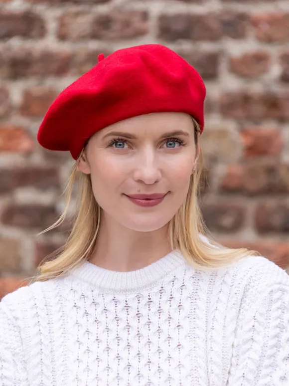 Fashion Sweater Shop 100% Merino Wool Beret Red
