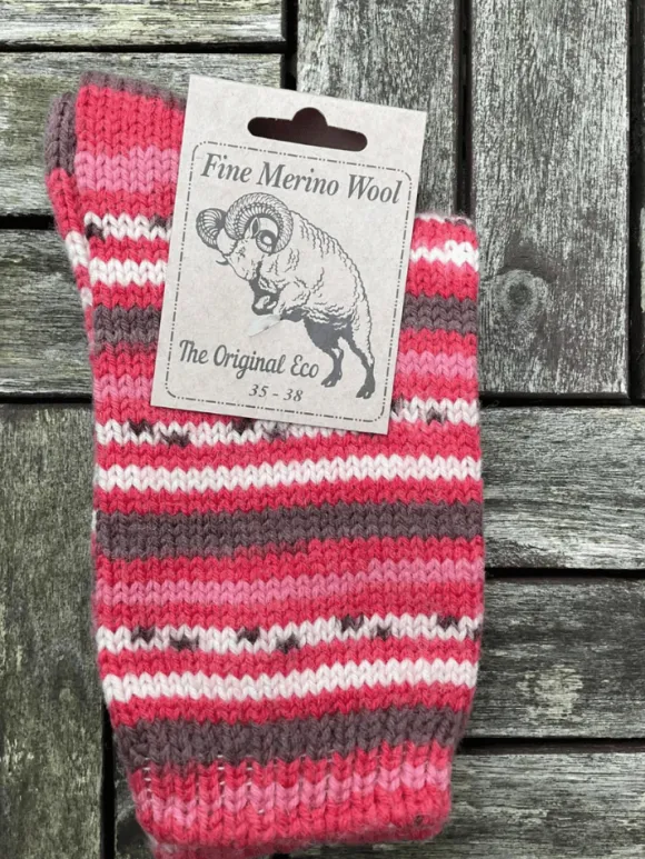Best Sweater Shop 100% Merino Wool Fairisle Socks Pink Unisex