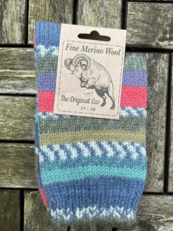 Clearance Sweater Shop 100% Merino Wool Fairisle Socks Denim Unisex