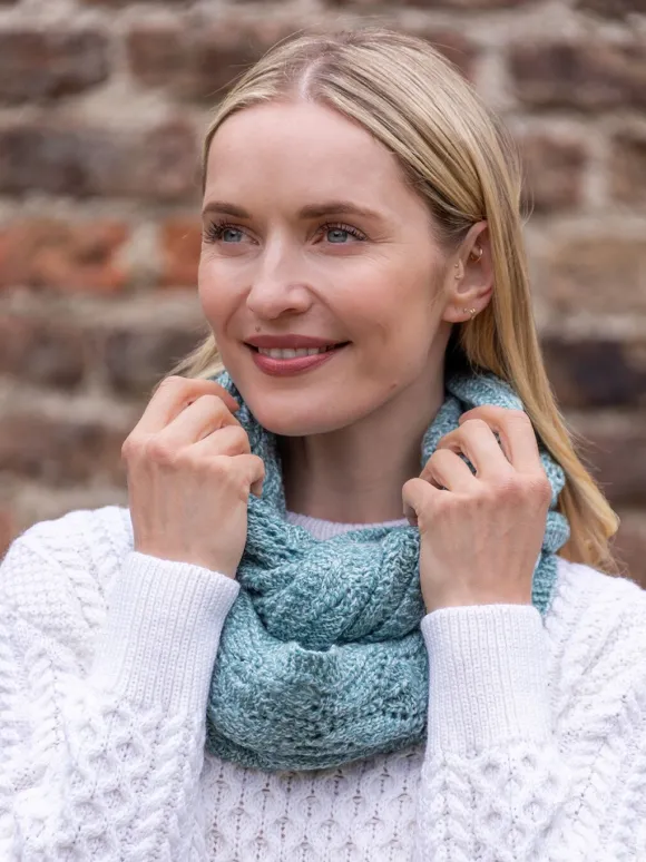 New Sweater Shop 100% Merino Wool Infinity Scarf Aqua