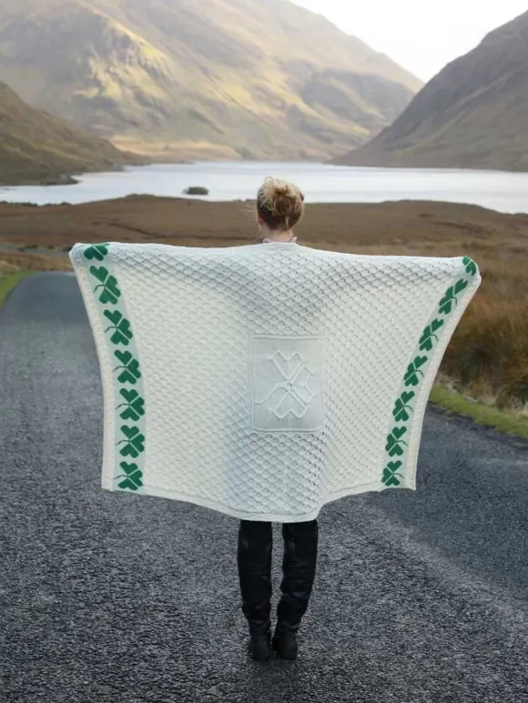 Discount Sweater Shop 100% Merino Wool Shamrock Throw