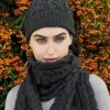 Discount Sweater Shop Aran Cable Knit Hat Pom Pom Charcoal