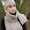 Clearance Sweater Shop Aran Cable Knit Hat Pom Pom Oatmeal