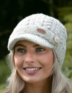Discount Sweater Shop Aran Cable Peak Hat Oat
