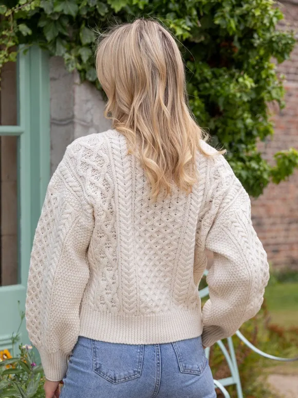 Best Sweater Shop Aran Cropped Sweater Natural