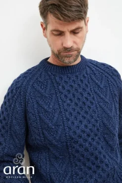 Best Sweater Shop Aran Handknit Sweater Nightshade Navy