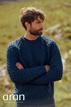 Best Sweater Shop Aran Handknit Sweater Nightshade Navy