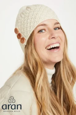 Sale Sweater Shop Aran Hat with Pom Pom - Natural