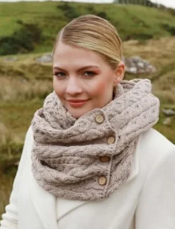 Discount Sweater Shop Aran Infinity Scarf Beige