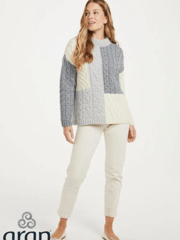 New Sweater Shop Aran Patchwork Sweater