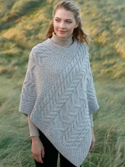 Discount Sweater Shop Aran Super Soft Poncho Oatmeal