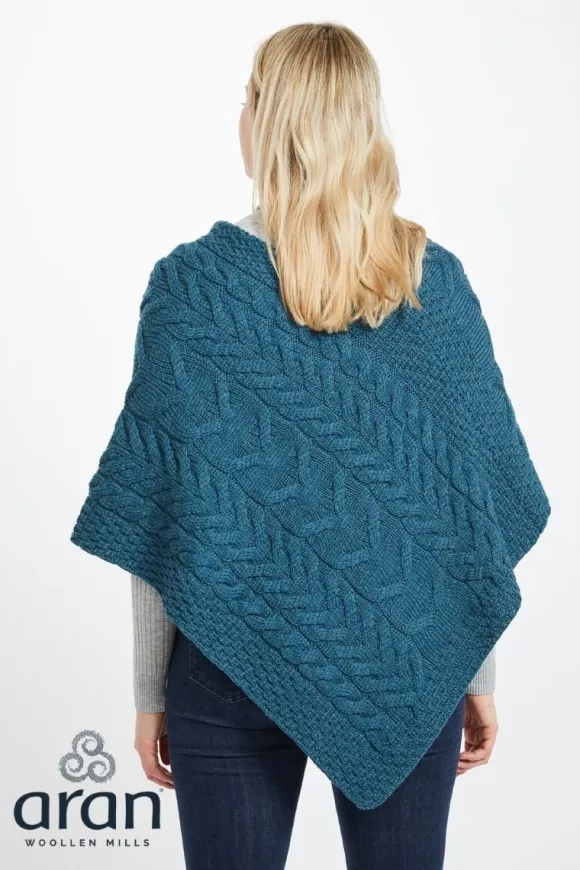 New Sweater Shop Aran Super Soft Poncho Teal