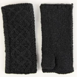 Fashion Sweater Shop Aran Trellis Handwarmers Charcoal
