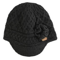 Fashion Sweater Shop Aran Trellis Peak hat Charcoal