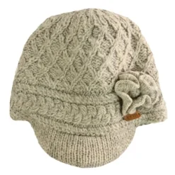 Outlet Sweater Shop Aran Trellis Peak hat Oatmeal