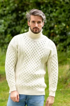 Sale Sweater Shop Aran Turtleneck Sweater Natural