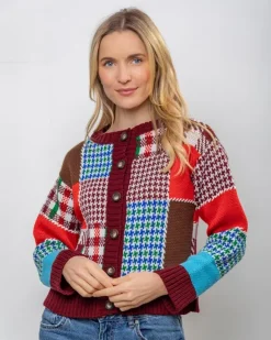 Online Sweater Shop Autumn Patchwork Cardigan 100% Fine Merino Wool