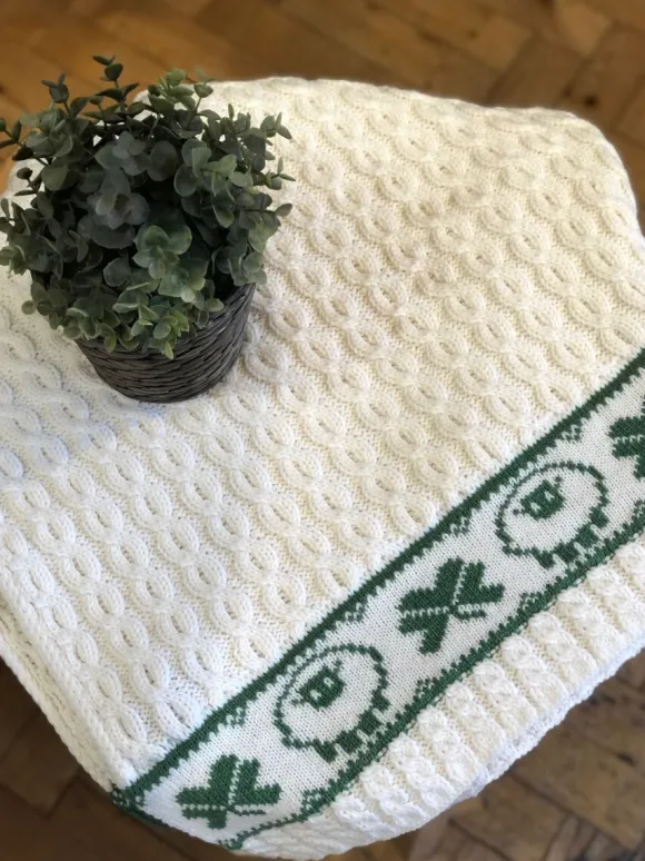 Clearance Sweater Shop Baby Blanket Sheep & Shamrock Design