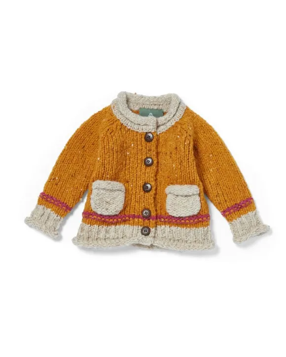 Online Sweater Shop Baby Roll Neck Cardigan Mustard