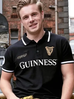 Best Sweater Shop Black Collared Guinness Rugby Shirt