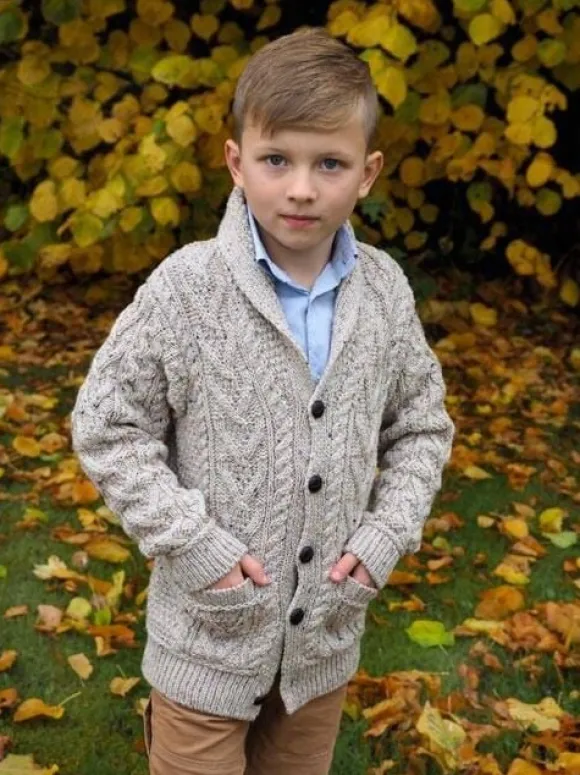 New Sweater Shop Boys Shawl Neck Cardigan Oatmeal
