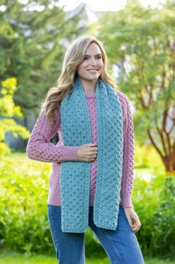Discount Sweater Shop Cable Knit Aran Scarf Aqua
