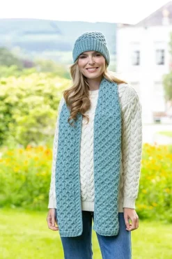 Discount Sweater Shop Cable Knit Aran Scarf Aqua
