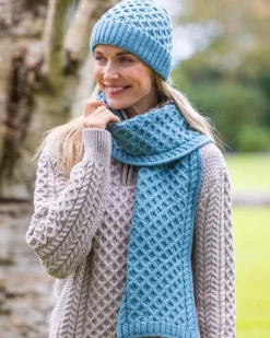 Discount Sweater Shop Cable Knit Aran Scarf Aqua