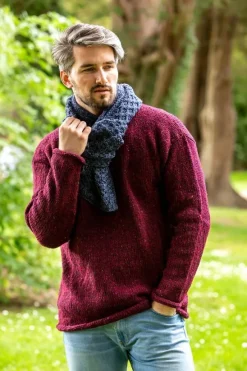 Best Sweater Shop Cable Knit Unisex Scarf Denim Marl - 100% Merino Wool