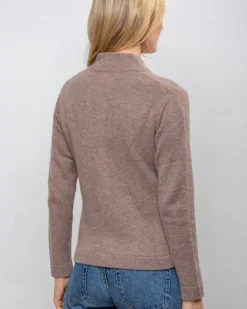 New Sweater Shop Cashmere and Merino Full Zip Cardigan Light Brown