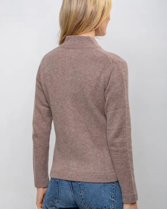New Sweater Shop Cashmere and Merino Full Zip Cardigan Light Brown