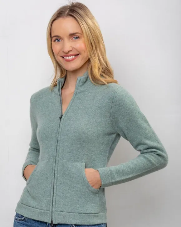 Clearance Sweater Shop Cashmere and Merino Full Zip Seagreen