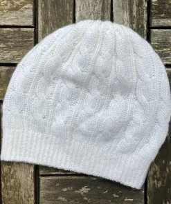 Best Sweater Shop Cashmere Cable Knit Beanie Cream