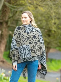 Best Sweater Shop Celtic Design Shawl Black Mix