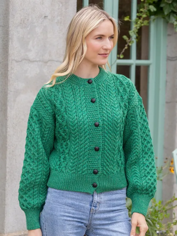 Outlet Sweater Shop Clover Cropped Cardigan Green