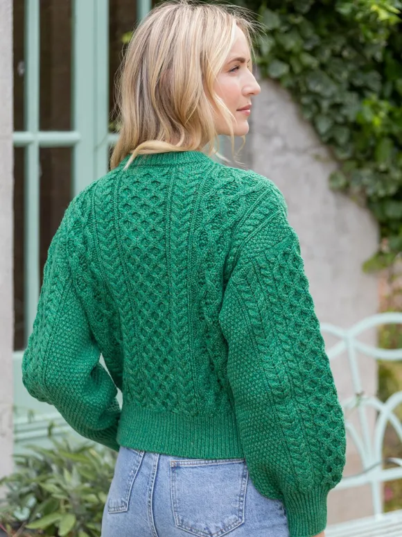 Outlet Sweater Shop Clover Cropped Cardigan Green