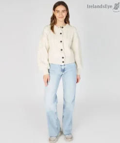 Discount Sweater Shop Clover Cropped Cardigan Natural