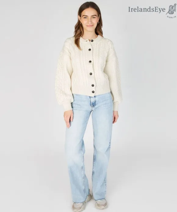 Discount Sweater Shop Clover Cropped Cardigan Natural