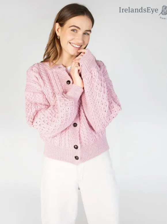 Clearance Sweater Shop Clover Cropped Cardigan Pale Pink