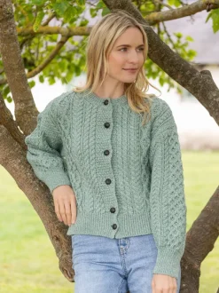 Fashion Sweater Shop Clover Cropped Cardigan Sage Green