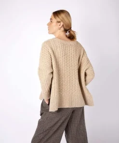 New Sweater Shop Cropped Aran Sweater Seashell