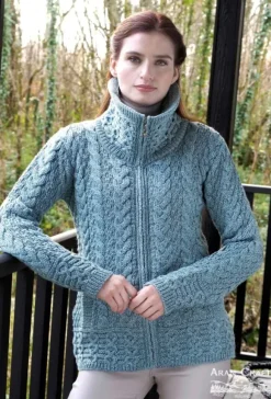 Discount Sweater Shop Double Collar Cardigan Mermaid Blue