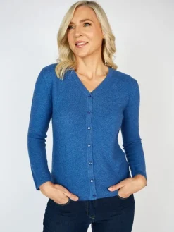 Clearance Sweater Shop Extra Fine Merino Wool & Cashmere Cardigan Denim